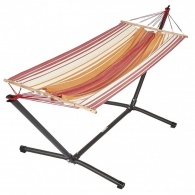 JOBEK - Set METALIK hamac � barres KOLOR rouge orange �cru + support m�tal