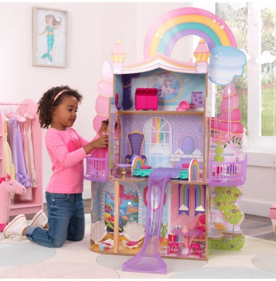 KIDKRAFT - Maison de poupe Rainbow Dreamers Unicorn Mermaid avec EZ Kraft Assembly