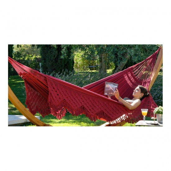 COULEURS DU MONDE - Hamac � franges ipiranga bordeaux 380x160