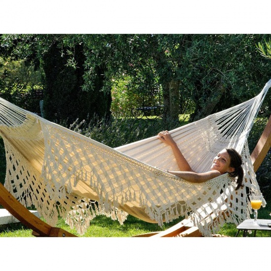 COULEURS DU MONDE - Hamac � franges Ipiranga �cru 380x160