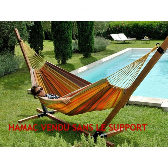 COULEURS DU MONDE - Hamac Double Belize ray orange 330x150
