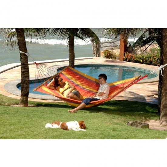 JOBEK - Hamac � barres Orlando orange jaune violet 350x140