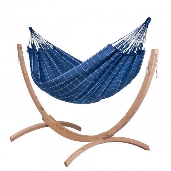 LA SIESTA - Hamac double BRISA Marine (Outdoor) + Support bois Hamac Duo CANOA