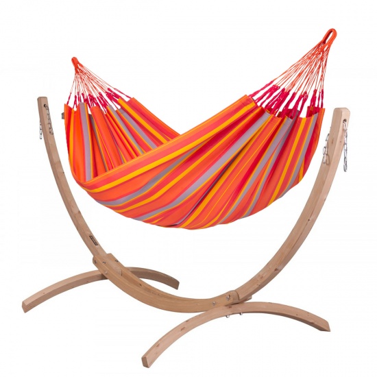 LA SIESTA - Hamac double BRISA Toucan (Outdoor) + Support bois Hamac Duo CANOA