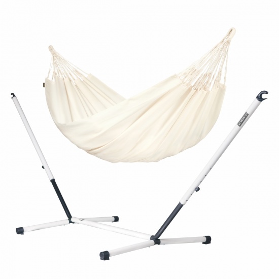 LA SIESTA - Hamac double Brisa Vanilla (Outdoor) + Support pour Hamacs Doubles NAUTICO