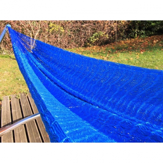 CARIBE - Hamac filet NYLON CANCUN double gros fil Bleu 360x200