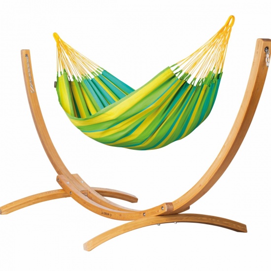 LA SIESTA - PACK Hamac Simple Sonrisa Lime (Outdoor) + Support Simple Elipso