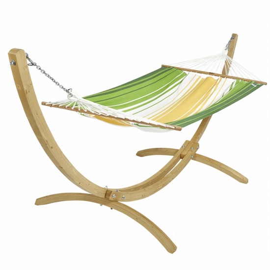 JOBEK - Set Karat Hamac Grande taille Jaune cru vert  + Support Bois Klass 350
