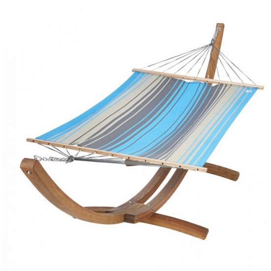 JOBEK - Set King Hamac Barre Kouple Turquoise Anthracite + Support Bois ARC 400