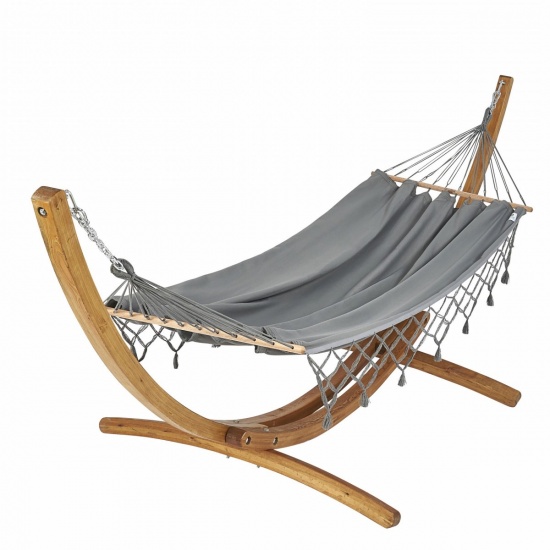 JOBEK - Set SEKOIA support bois ARC 320 + hamac a barres simple Anthracite Franges