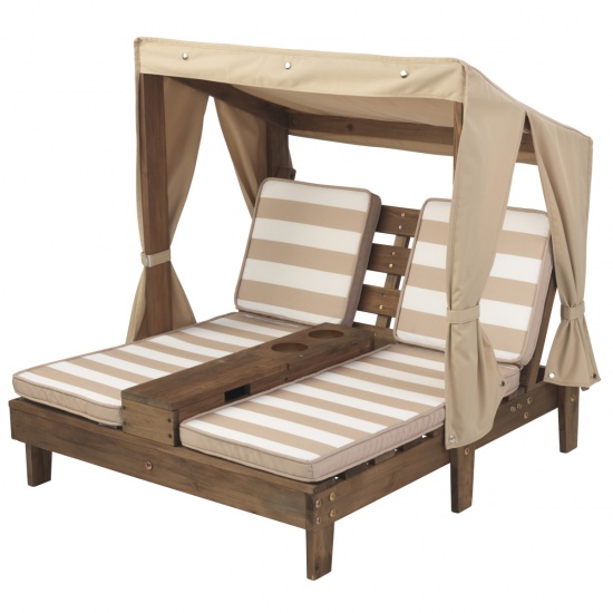 KIDKRAFT - Double chaise longue avec porte-gobelets - Expresso et cru