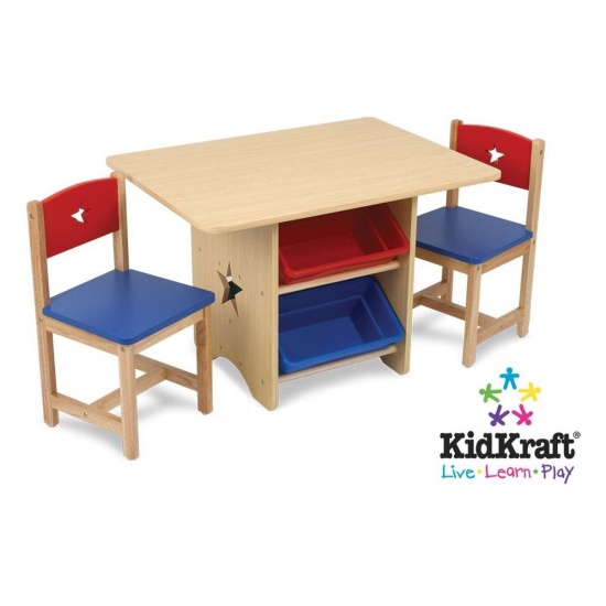 KIDKRAFT - Ensemble table et chaises enfant bois motif toile