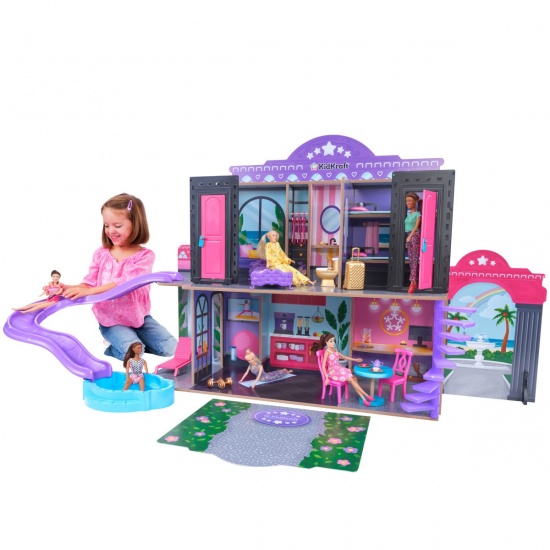 KIDKRAFT - Maison de poupe 2-en-1 Htel et toboggan aquatique