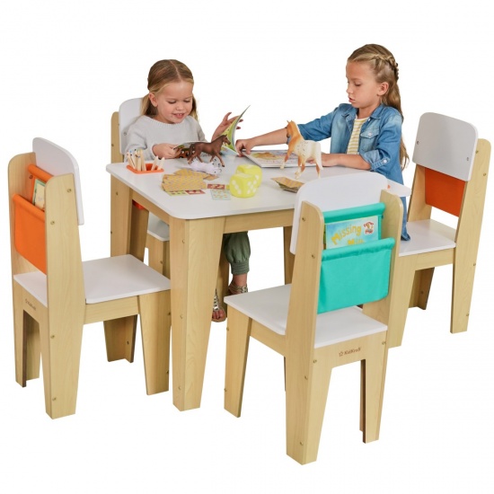 KIDKRAFT - Table enfant avec 4 chaises Naturel