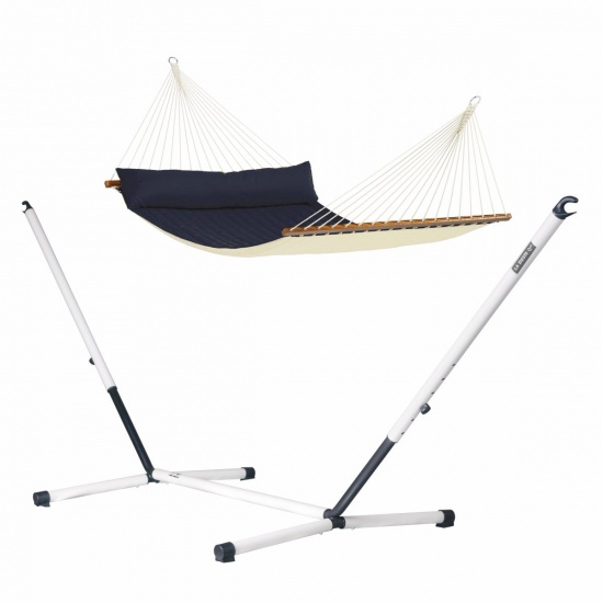 LA SIESTA - Alabama Navy Blue - Hamac  barres kingsize avec support familial NAUTICO