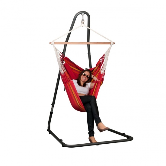 LA SIESTA - Chaise-Hamac Basic CURRAMBERA cherry + Support pour Chaise-Hamac MEDITERRNEO