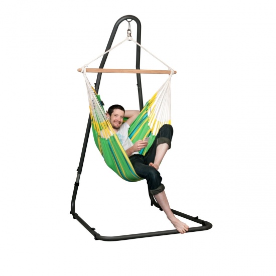 LA SIESTA - Chaise-Hamac Basic CURRAMBERA kiwi + Support pour Chaise-Hamac MEDITERRNEO