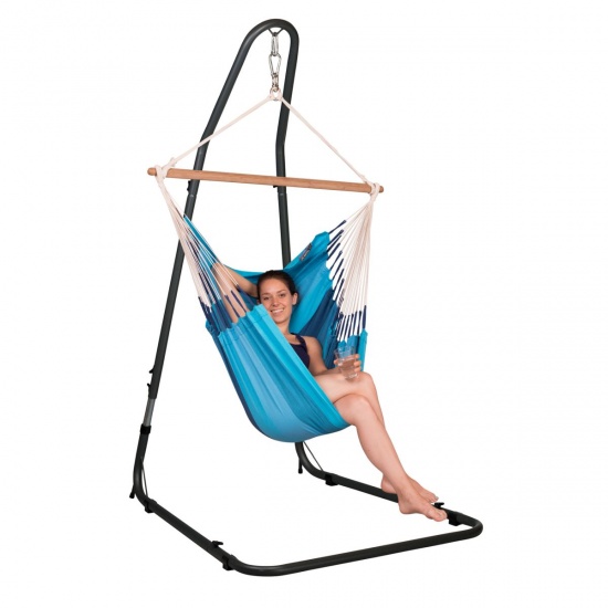 LA SIESTA - Chaise-Hamac Basic ORQUIDEA lagoon + Support pour Chaise-Hamac MEDITERRNEO