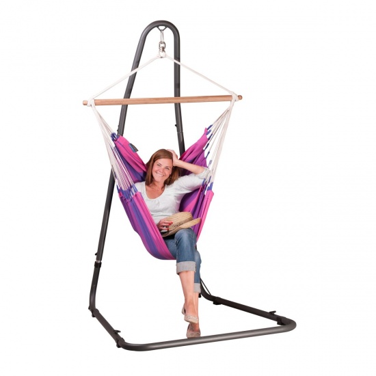 LA SIESTA - Chaise-Hamac Basic ORQUIDEA purple + Support pour Chaise-Hamac MEDITERRNEO