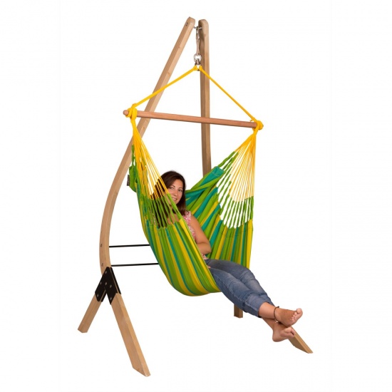 LA SIESTA - Chaise-Hamac Basic SONRISA lime + Support en bois VELA