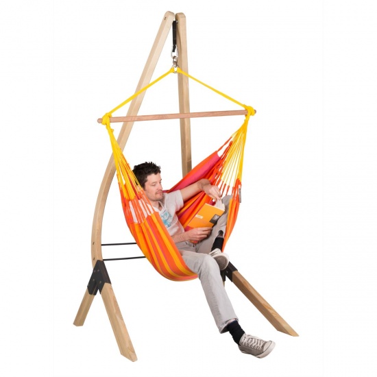 LA SIESTA - Chaise-Hamac Basic SONRISA mandarine + Support en bois VELA
