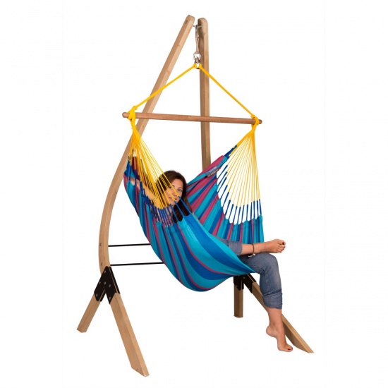 LA SIESTA - Chaise-Hamac Basic SONRISA prune + Support en bois VELA