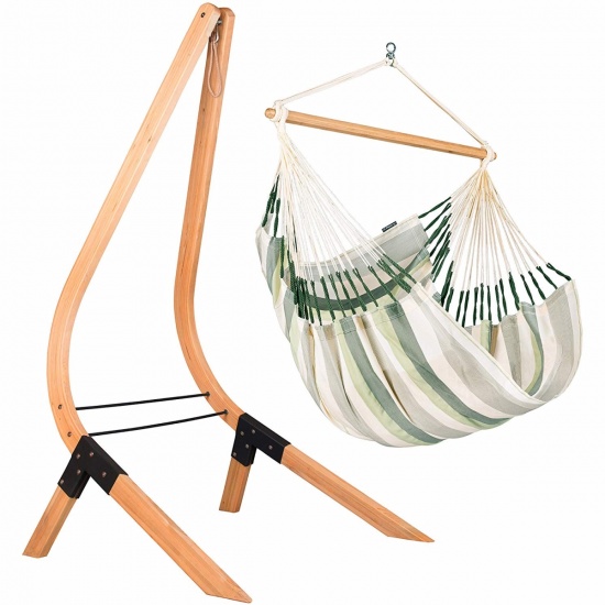 LA SIESTA- Chaise Hamac Domingo Comfort Cedar + Support en Bois Vela