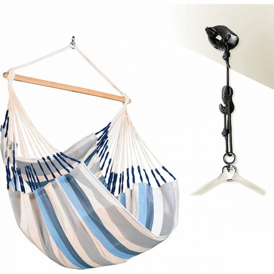 LA SIESTA- Chaise Hamac Domingo Comfort Sea Salt + Fixations Multi-surfaces CasaMount