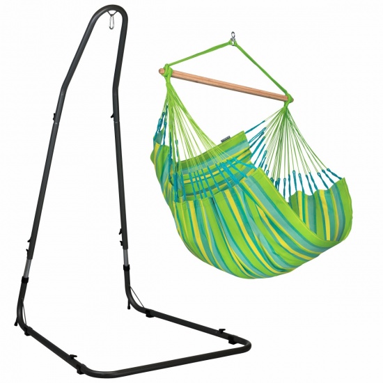 LA SIESTA - Chaise Hamac Domingo Lime Basic (Outdoor) + Support Acier Mditerraneo