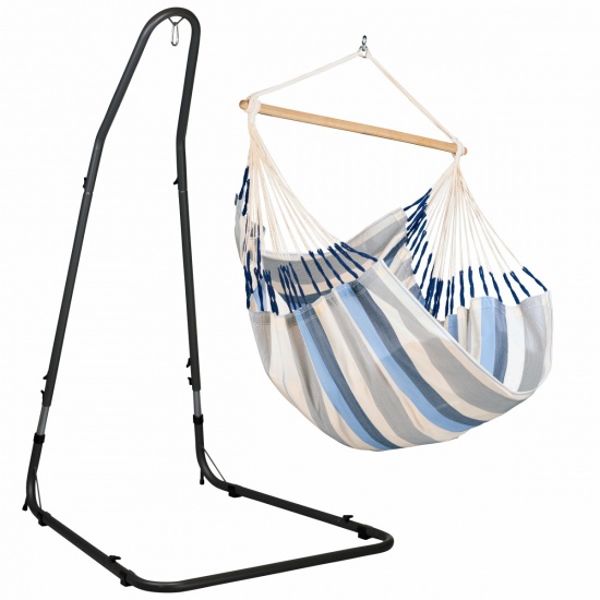 LA SIESTA - Chaise Hamac Domingo Sea Salt Basic (Outdoor) + Support Acier Mditerraneo