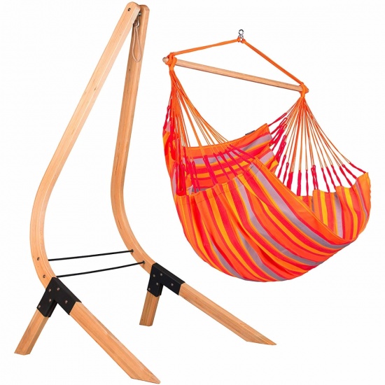 LA SIESTA- Chaise Hamac Domingo Comfort Toucan + Support en Bois Vela
