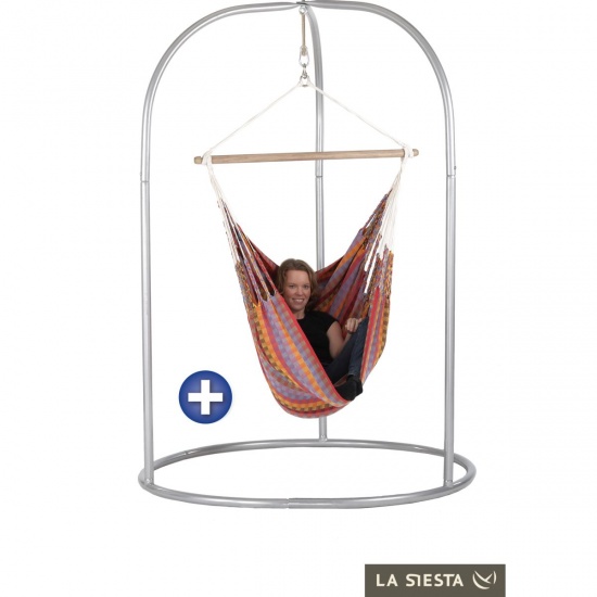 LA SIESTA - Chaise-Hamac Large CAROLINA flowers + Support pour Chaise-Hamac ROMANO