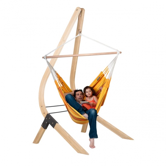 LA SIESTA - Chaise-Hamac Lounger CURRAMBERA apricot + Support en bois VELA