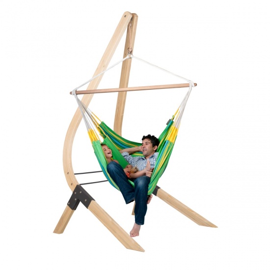 LA SIESTA - Chaise-Hamac Lounger CURRAMBERA kiwi + Support en bois VELA