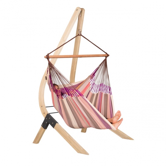 LA SIESTA - SET Chaise-Hamac Lounger DOMINGO plum + Support en bois VELA