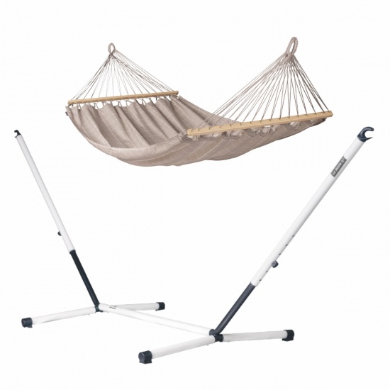 LA SIESTA - Hamac  barre Double Alisio Almond (Outdoor) + support Double Nautico