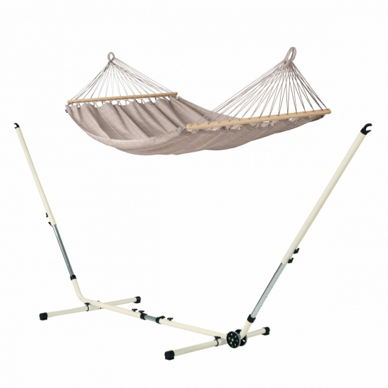 LA SIESTA - Hamac  barre Double Alisio Almond (Outdoor) + support Mediterraneo