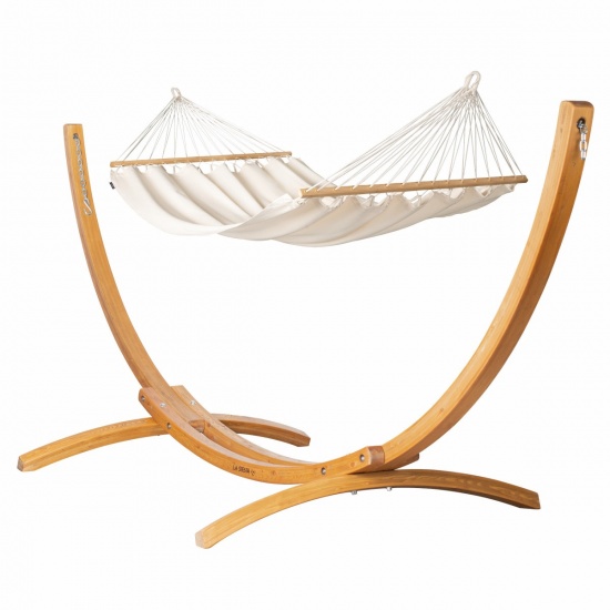 LA SIESTA - Hamac  barre Double Florencia Latte (Coton Bio) + support Double Elipso