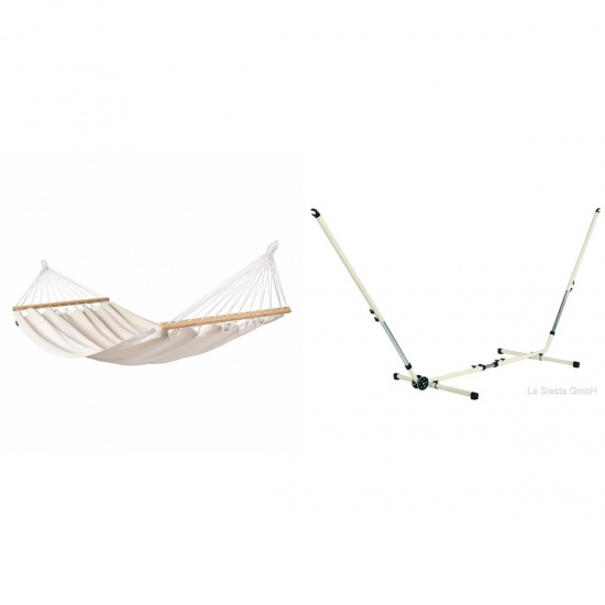 La Siesta - Pack Simple MEDITERRANEO avec Hamac  barres Florencia Latte (Coton Bio)