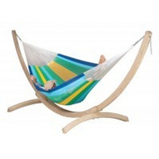 LA SIESTA - Hamac Filet MEXICANA canaria + Support pour Hamacs Familiaux CANOA