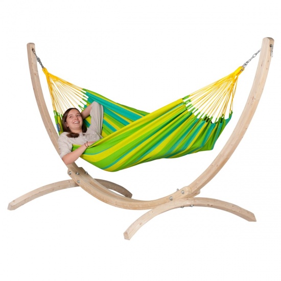 LA SIESTA - Hamac Simple SONRISA lime + Support pour Hamacs Simples CANOA