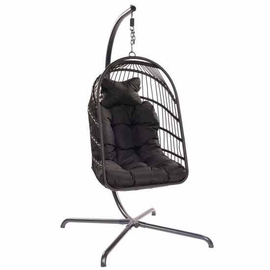TROPILEX - Hamac Chaise en rotin avec Support Egg Noir