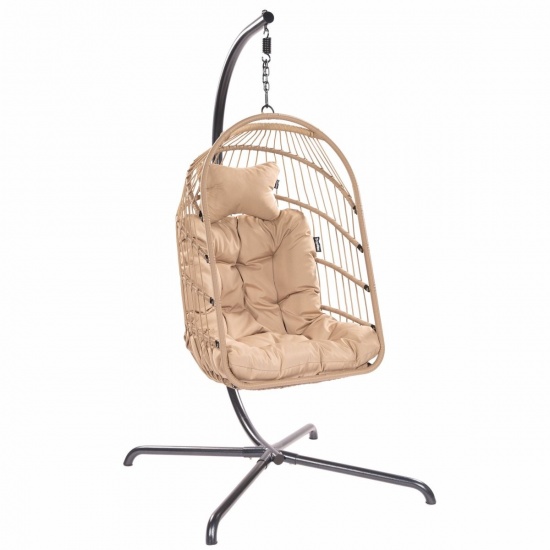 TROPILEX - Hamac Chaise en rotin avec Support Egg Taupe