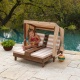 KIDKRAFT - Double chaise longue avec porte-gobelets - Expresso et cru