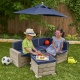 KIDKRAFT - Ensemble extrieur, chaise-longue et parasol - Barnwood gris et bleu marine
