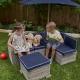 KIDKRAFT - Ensemble extrieur, chaise-longue et parasol - Barnwood gris et bleu marine
