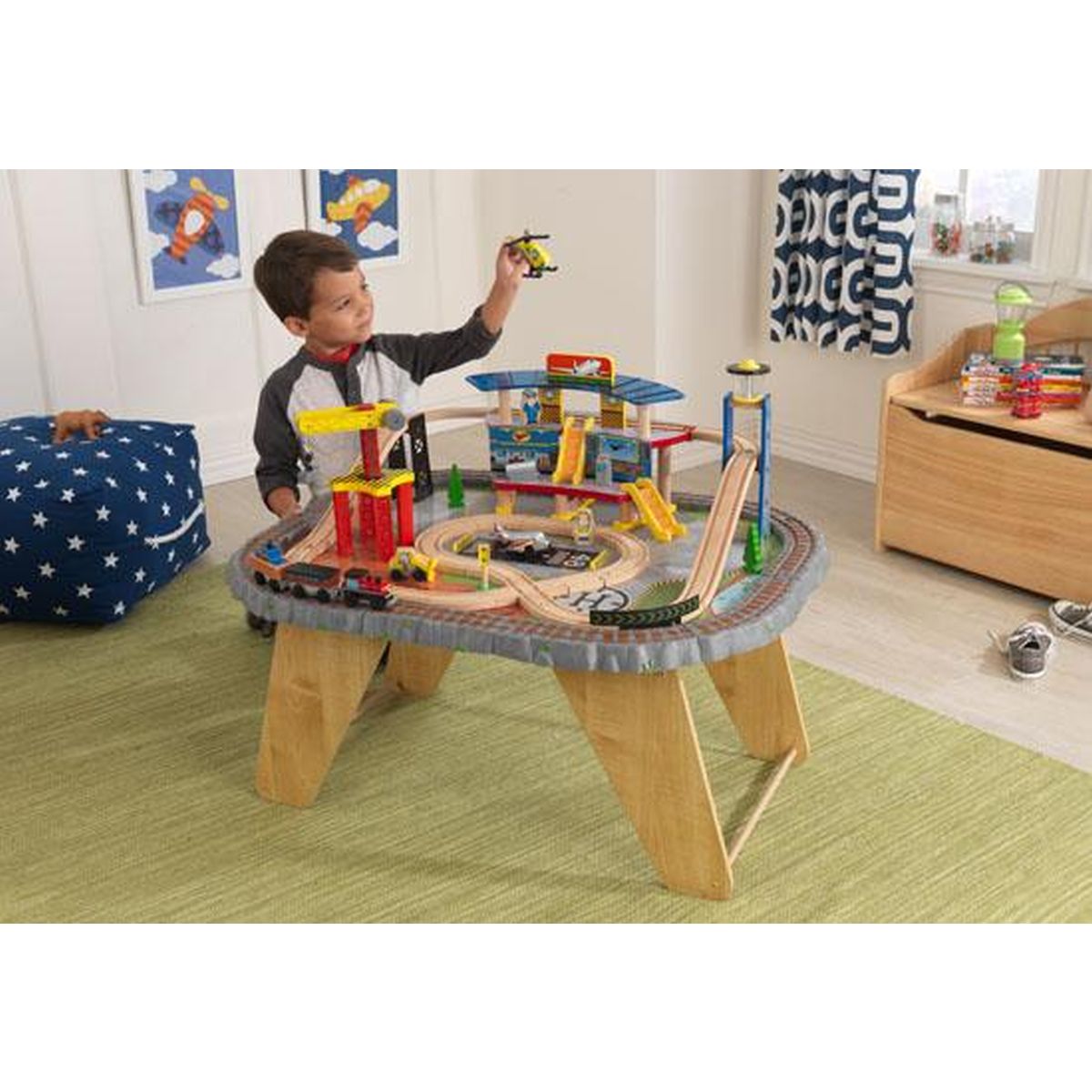 KIDKRAFT Ensemble train et table multi-transports